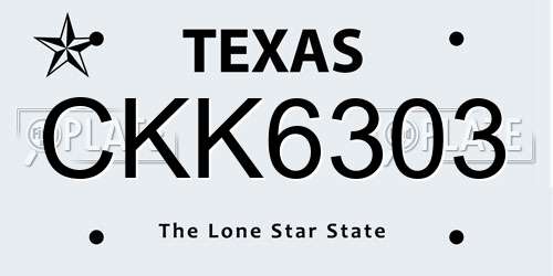 CKK6303 Texas License Plate