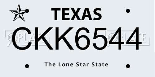 CKK6544 Texas License Plate