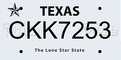 CKK7253 Texas License Plate