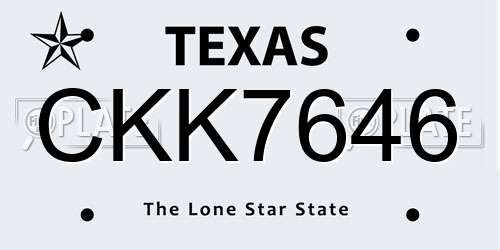 CKK7646 Texas License Plate