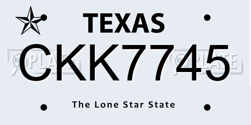 CKK7745 Texas License Plate