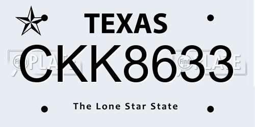 CKK8633 Texas License Plate