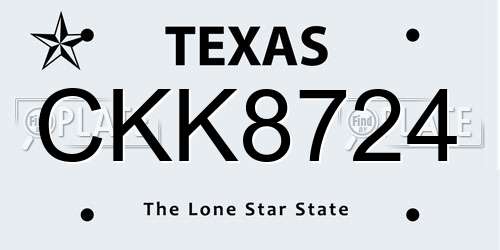 CKK8724 Texas License Plate