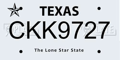 CKK9727 Texas License Plate