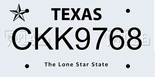 CKK9768 Texas License Plate