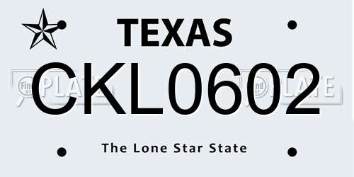 CKL0602 Texas License Plate