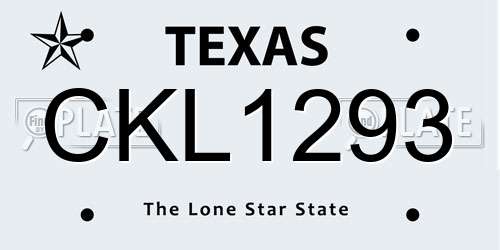 CKL1293 Texas License Plate