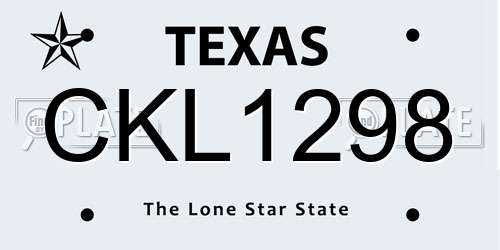 CKL1298 Texas License Plate