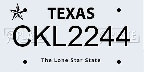 CKL2244 Texas License Plate