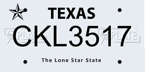 CKL3517 Texas License Plate