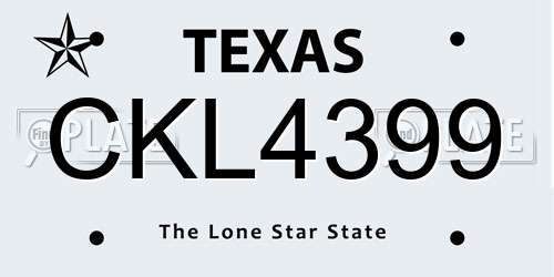 CKL4399 Texas License Plate