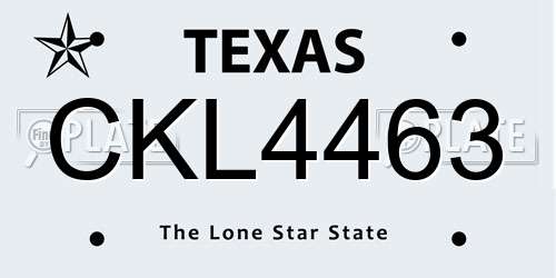 CKL4463 Texas License Plate