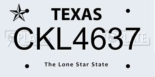 CKL4637 Texas License Plate