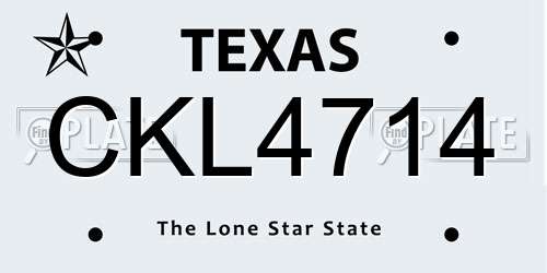 CKL4714 Texas License Plate