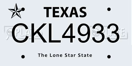 CKL4933 Texas License Plate