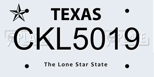 CKL5019 Texas License Plate