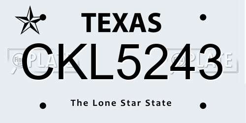 CKL5243 Texas License Plate