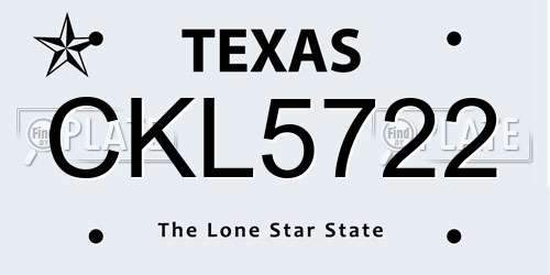 CKL5722 Texas License Plate
