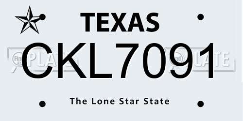 CKL7091 Texas License Plate