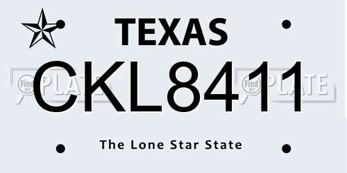 CKL8411 Texas License Plate