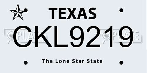 CKL9219 Texas License Plate