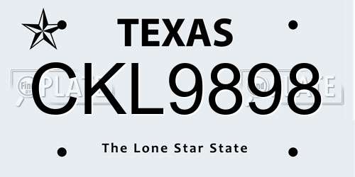 CKL9898 Texas License Plate