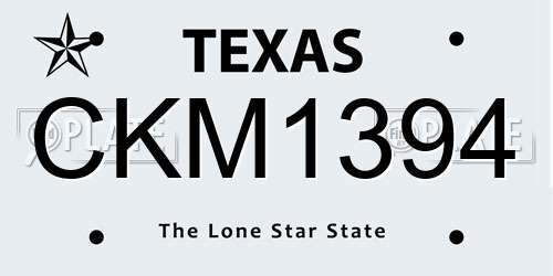 CKM1394 Texas License Plate