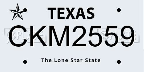 CKM2559 Texas License Plate