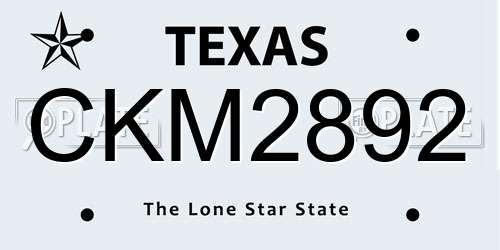 CKM2892 Texas License Plate