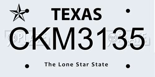 CKM3135 Texas License Plate