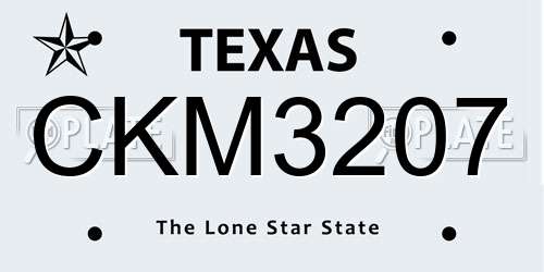 CKM3207 Texas License Plate
