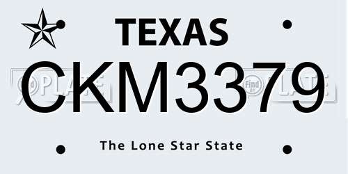 CKM3379 Texas License Plate