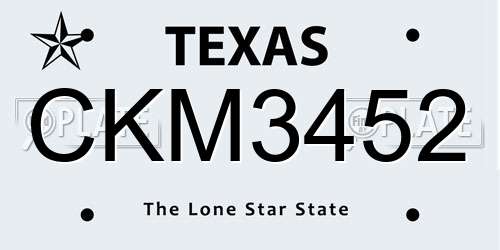 CKM3452 Texas License Plate