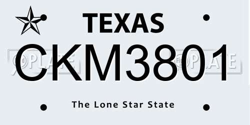 CKM3801 Texas License Plate