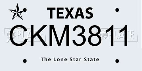 CKM3811 Texas License Plate