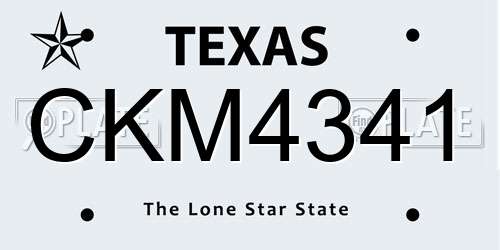 CKM4341 Texas License Plate