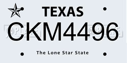CKM4496 Texas License Plate