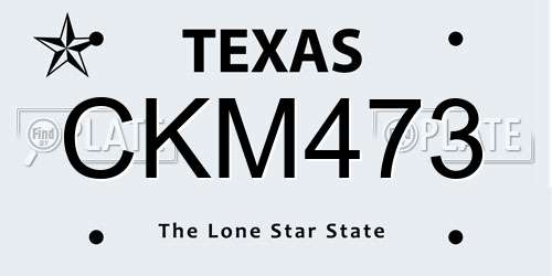CKM473 Texas License Plate