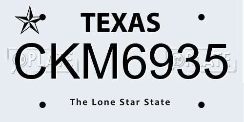CKM6935 Texas License Plate