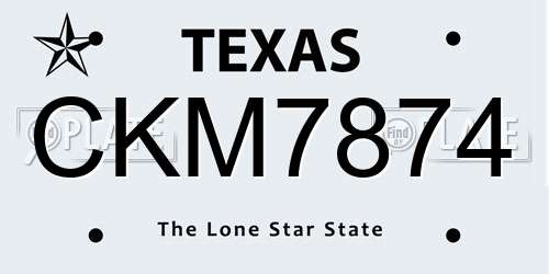 CKM7874 Texas License Plate