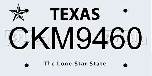 CKM9460 Texas License Plate