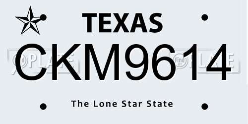 CKM9614 Texas License Plate