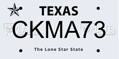 CKMA73 Texas License Plate