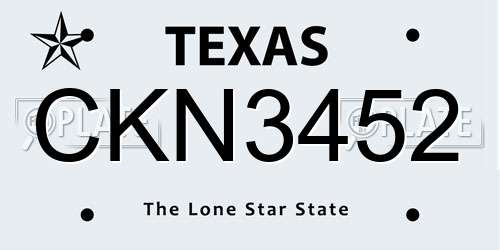 CKN3452 Texas License Plate