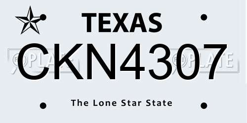 CKN4307 Texas License Plate