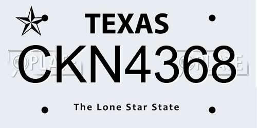 CKN4368 Texas License Plate