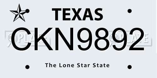 CKN9892 Texas License Plate