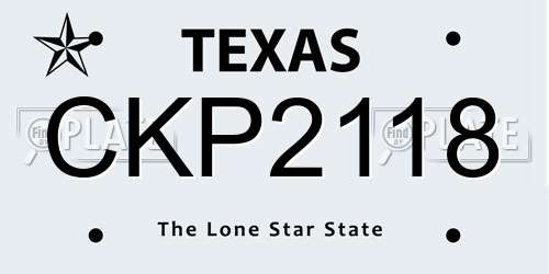 CKP2118 Texas License Plate
