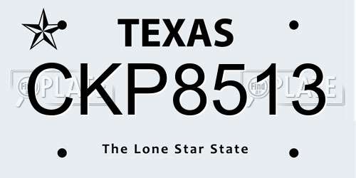 CKP8513 Texas License Plate