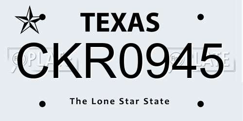 CKR0945 Texas License Plate